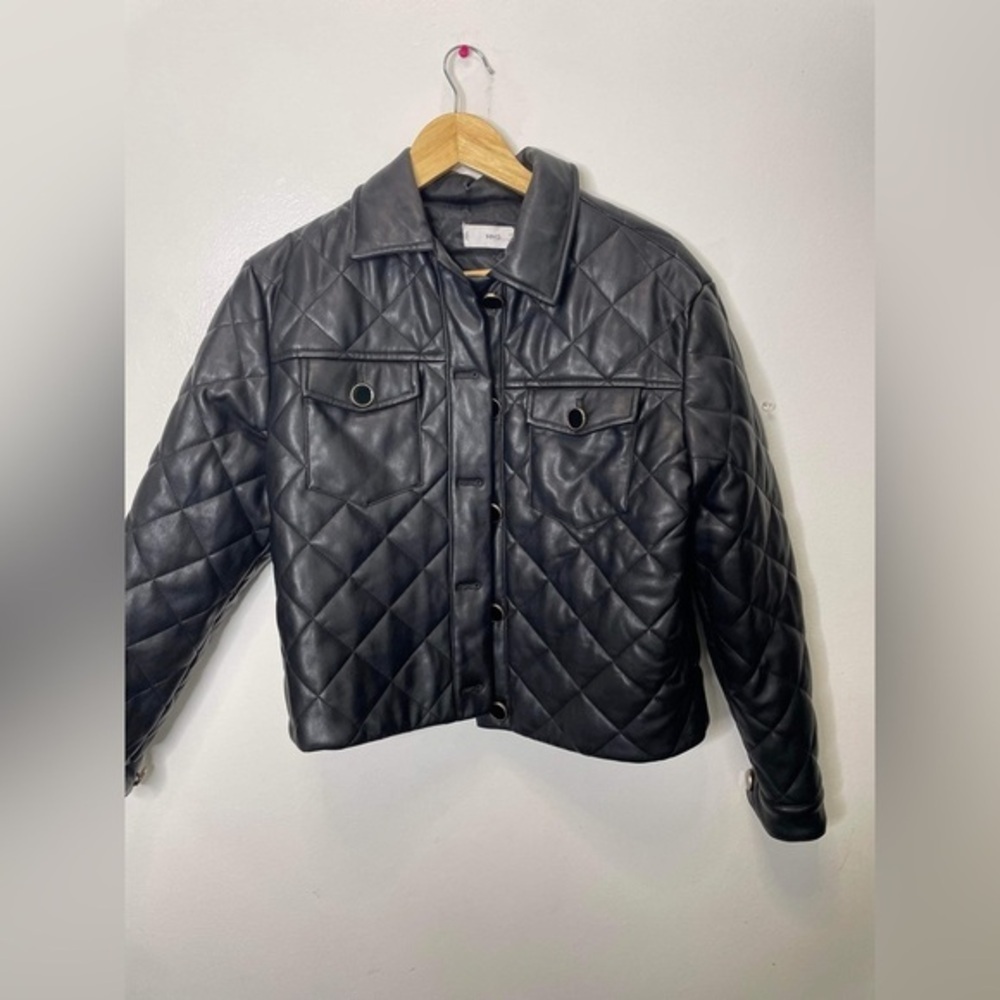 Mango - Pocket Quilted Jacket Black size small - Picture 6 of 10